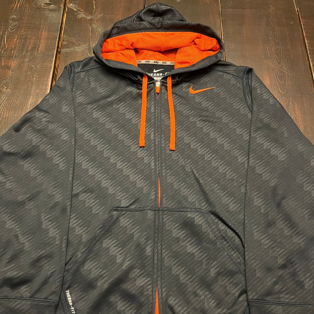 Nike Therma-Fit Full Zip Hoodie – Men’s XL – Black/Orange